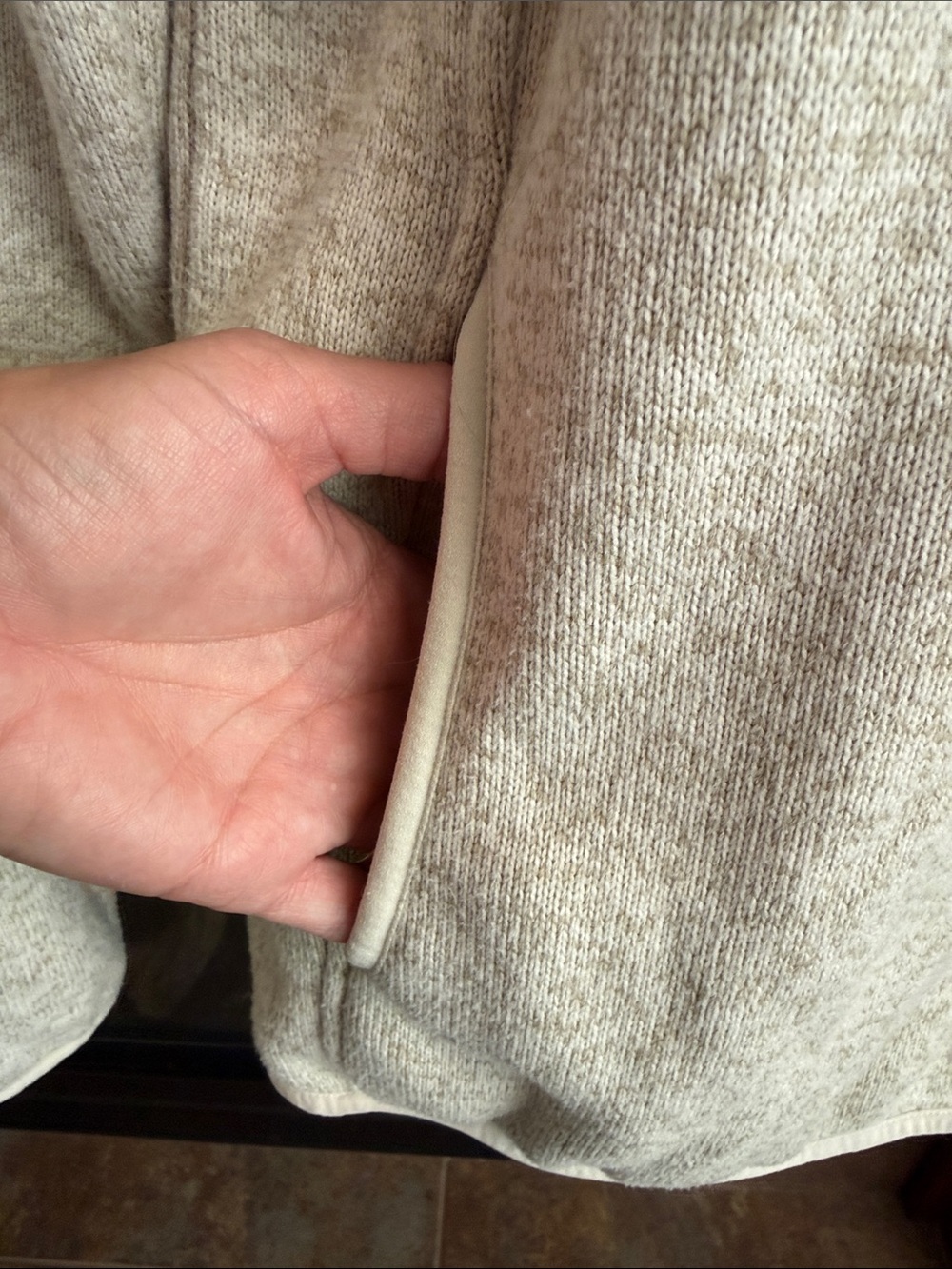 L.L.Bean Sweater Fleece Pullover oatmeal marled neutral Medium - Picture 3 of 9